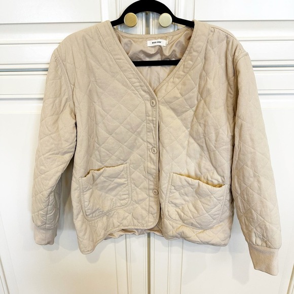 Mod Ref Women’s Beige Quilted Shacket Coat Jacket Minimalist Capsule - Picture 1 of 6